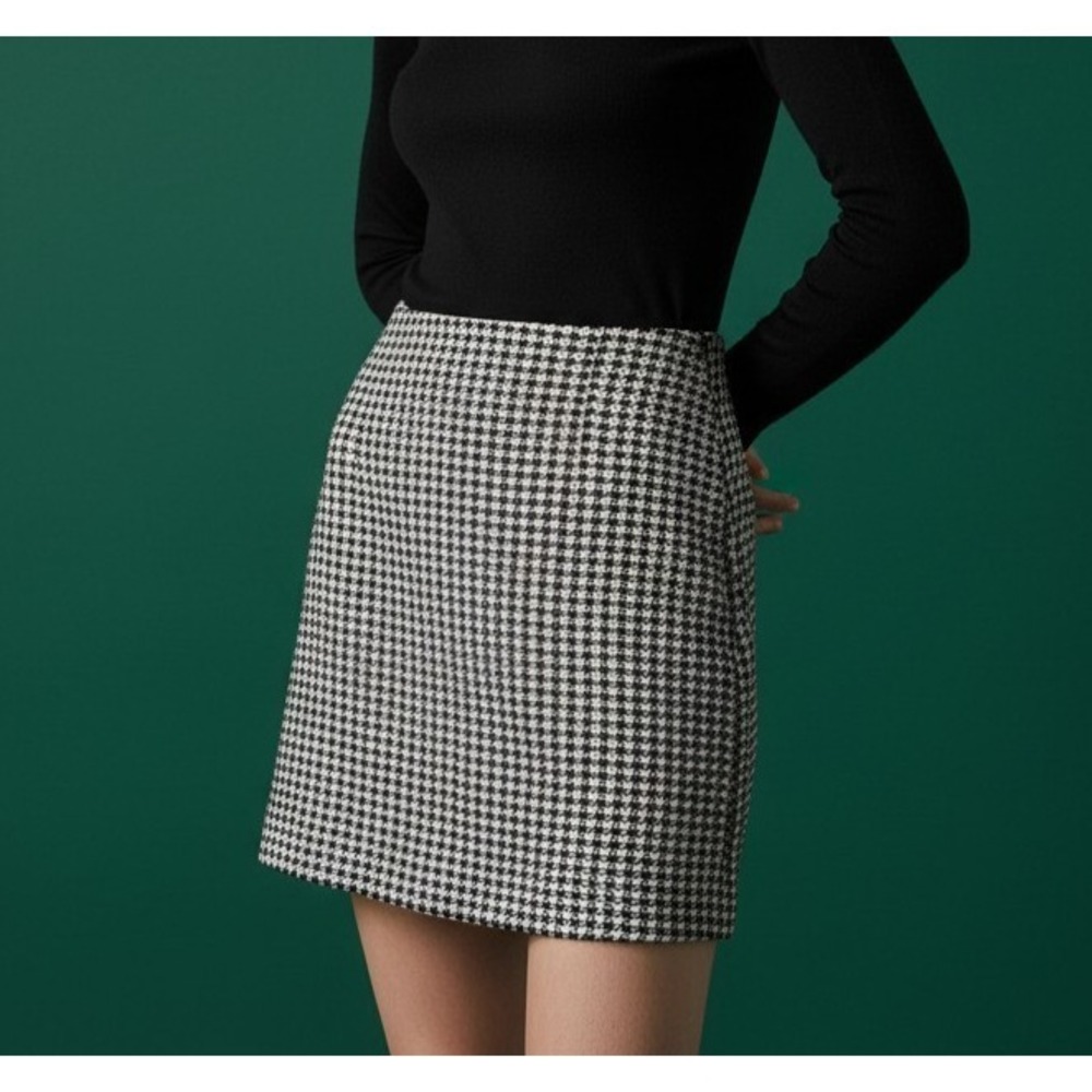 CeCe Tweed Mini Skirt Women's Size 14 Black White Lined New With Tags